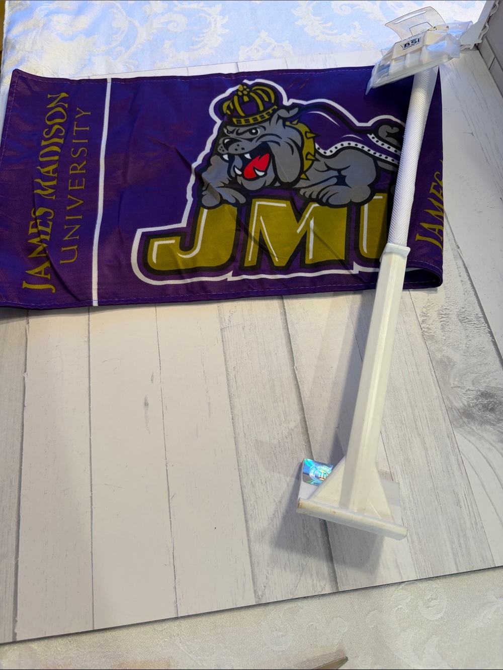 JMU Bulldog Flag Banner in Purple and Gold